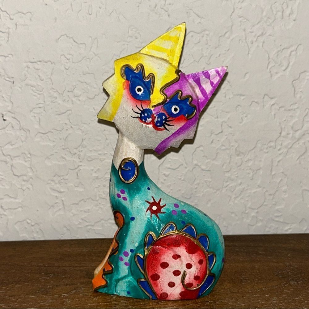 Dot Art Painted Statement Cat Figurine